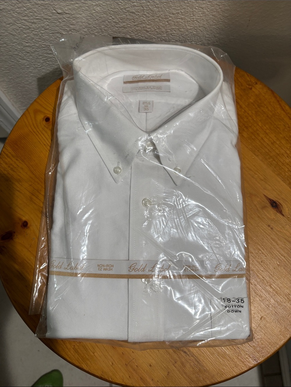Gold Label Men's White Button-Down Dress Shirt 18/35 NWT
